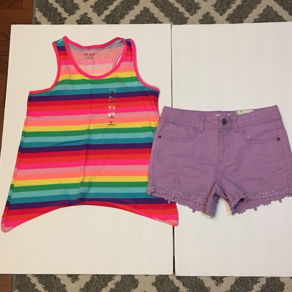 Girls tank top and purple Mudd shorts size 14
